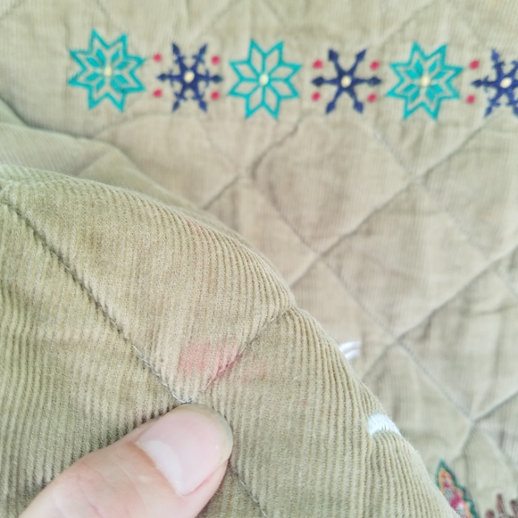 Vintage Christmas Vest Button Front Corduroy Quilted Plaid Back Holiday Vest - Picture 8 of 10